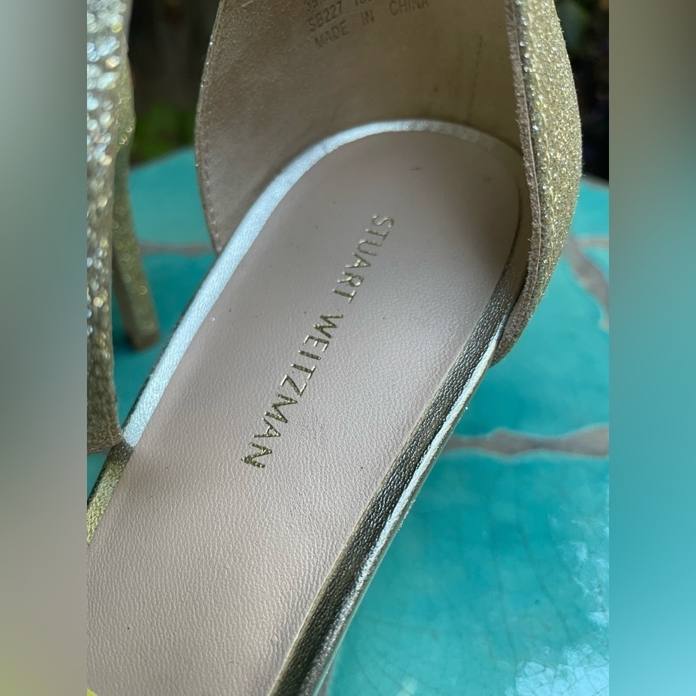 Stuart weitzman Amelina 75 Platino Fig Fine Glitter NEW - Picture 5 of 9